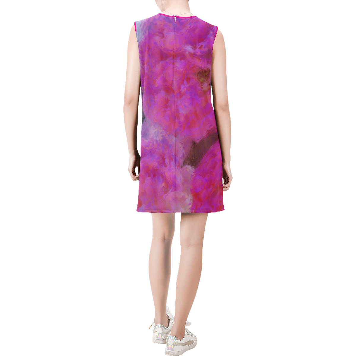 Painted Roses by JamColors Sleeveless Round Neck Shift Dress (Model D51)