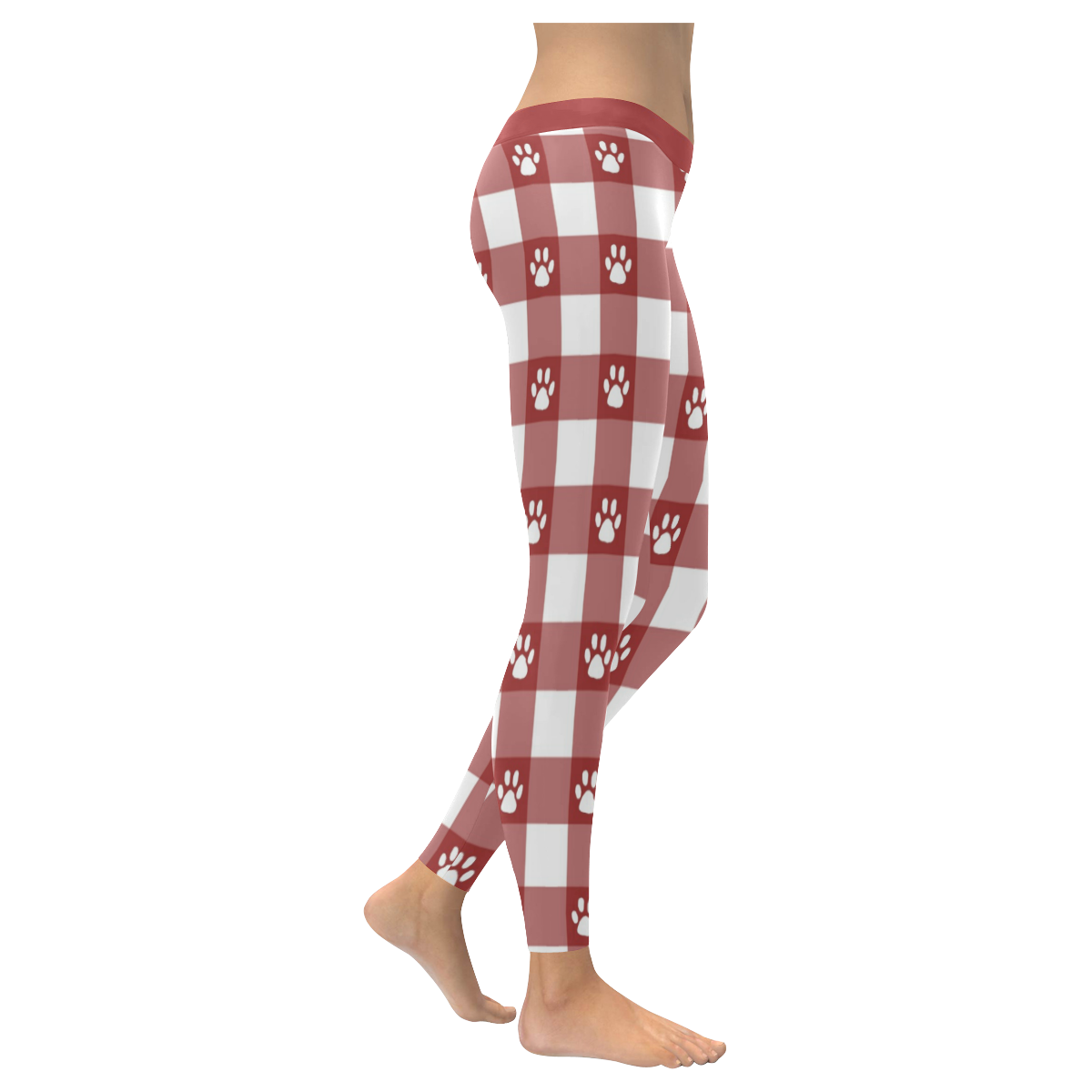 Plaid and paws Women's Low Rise Leggings (Invisible Stitch) (Model L05)