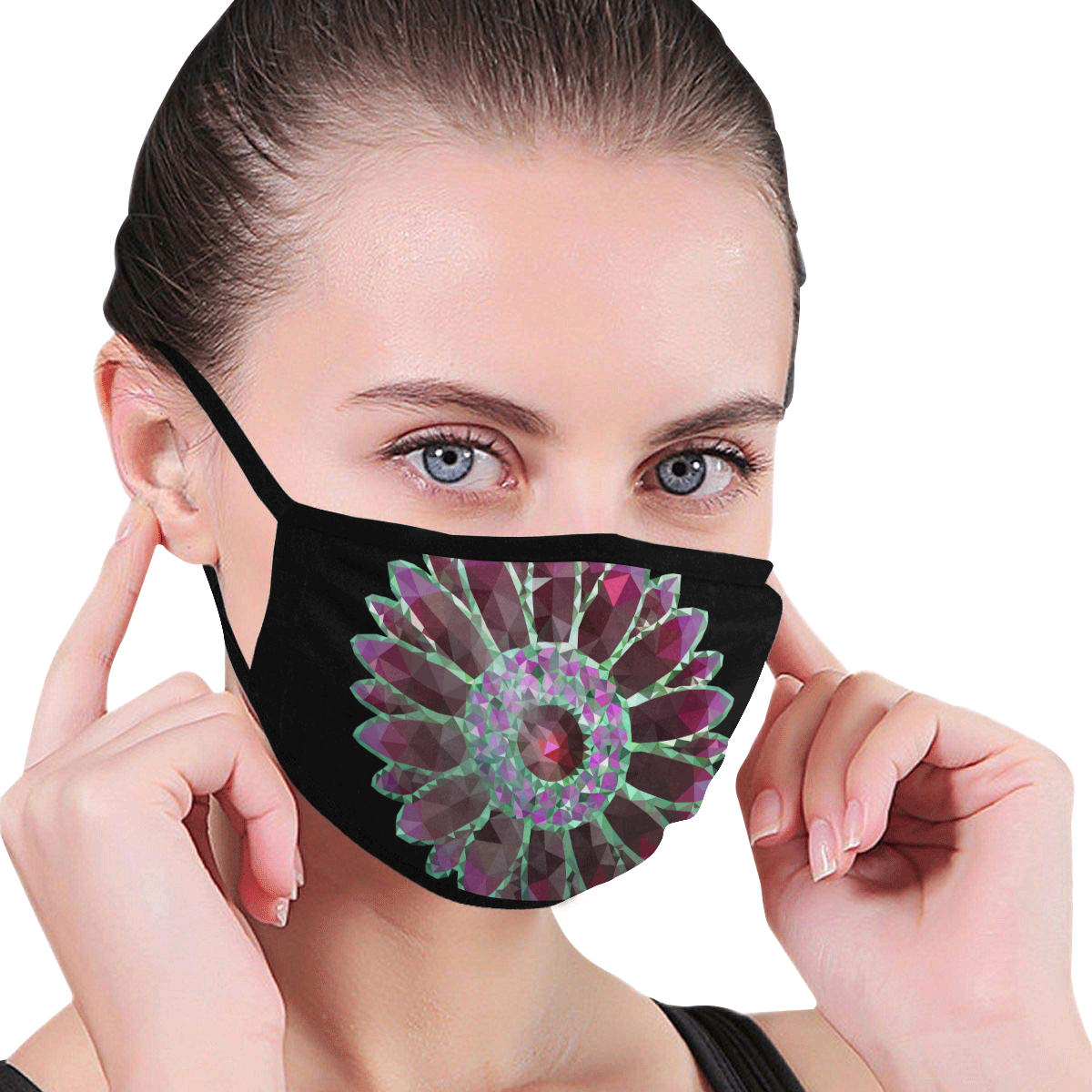 Red, Purple Mosaic Flower Mouth Mask