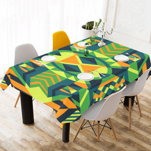 Modern Geometric Pattern Cotton Linen Tablecloth 60"x 104"