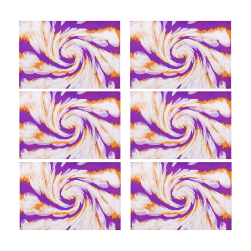 Purple Orange Tie Dye Swirl Abstract Placemat 12’’ x 18’’ (Set of 6)