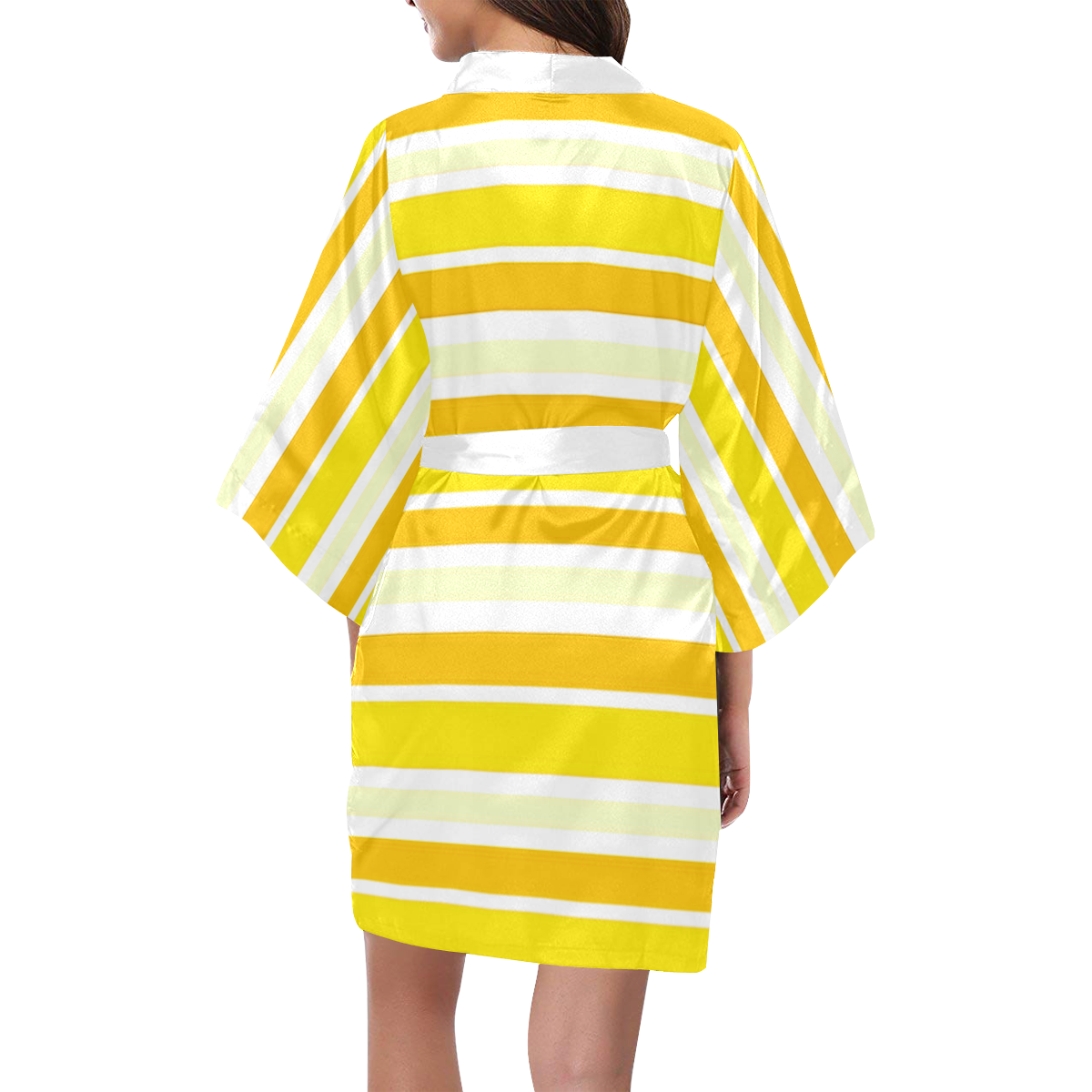 Sunshine Yellow Stripes Kimono Robe