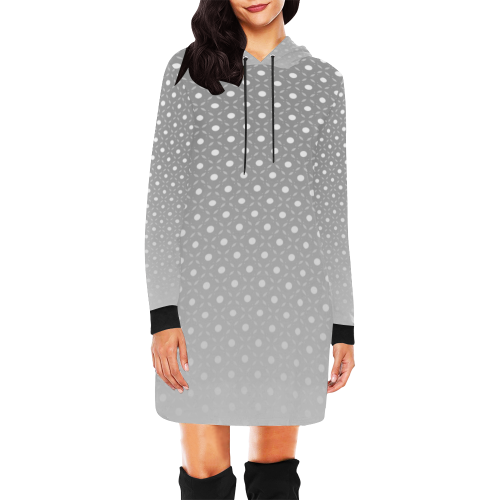 Gray Polkadot All Over Print Hoodie Mini Dress (Model H27)