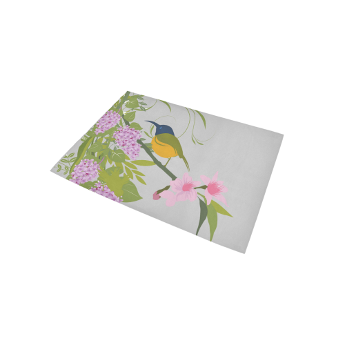 Long Beaked Bird in Flowers Area Rug 5'x3'3''