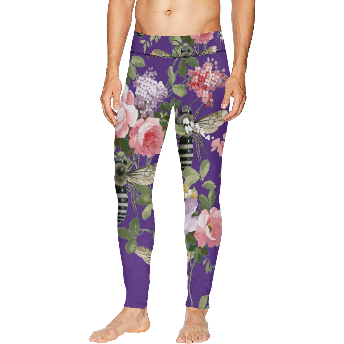 Purple Flora Men's All Over Print Leggings (Model L38)