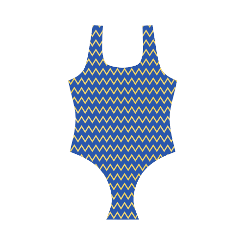 chevron Jaune/Bleu Vest One Piece Swimsuit (Model S04)