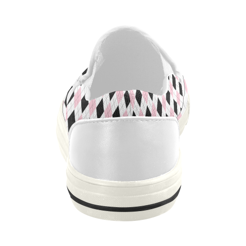 argyle-pattern-for-background Women's Slip-on Canvas Shoes (Model 019)