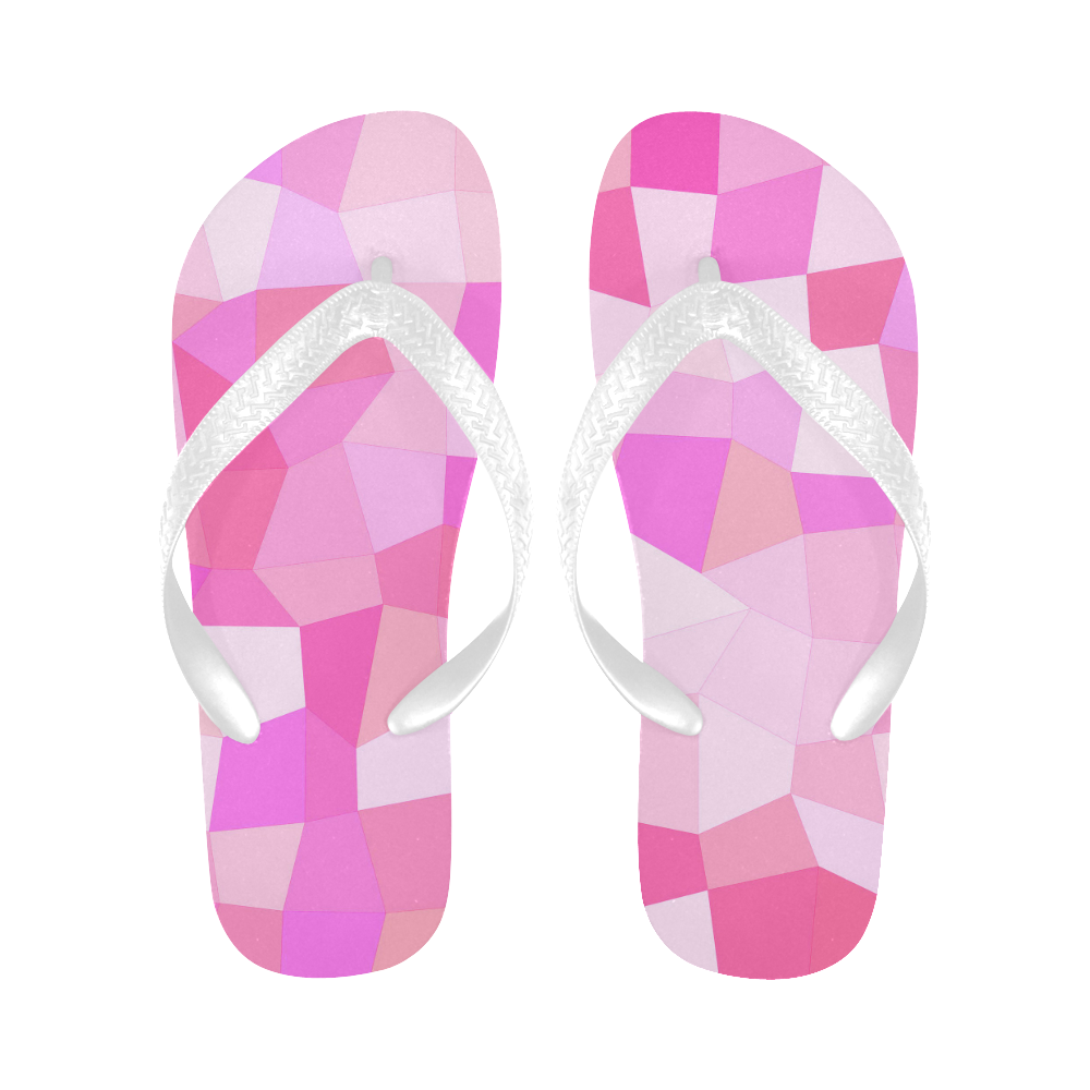 Bright Pink Mosaic Flip Flops for Men/Women (Model 040)
