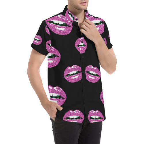 Glittery Kiss Men's All Over Print Short Sleeve Shirt (Model T53)