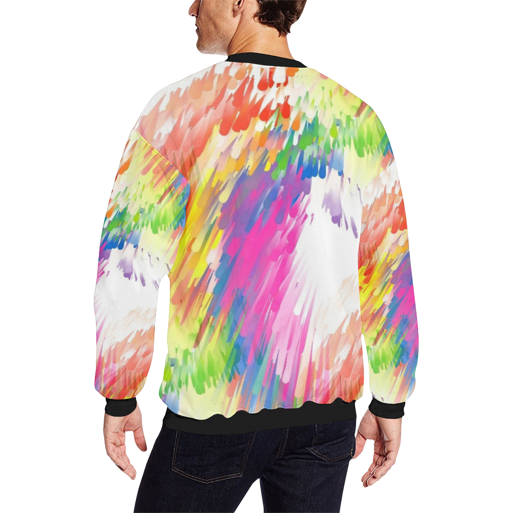 Colors by Nico Bielow Men's Oversized Fleece Crew Sweatshirt/Large Size(Model H18)