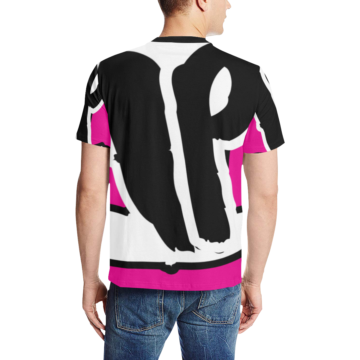 Neon Pink Men's All Over Print T-Shirt (Solid Color Neck) (Model T63)
