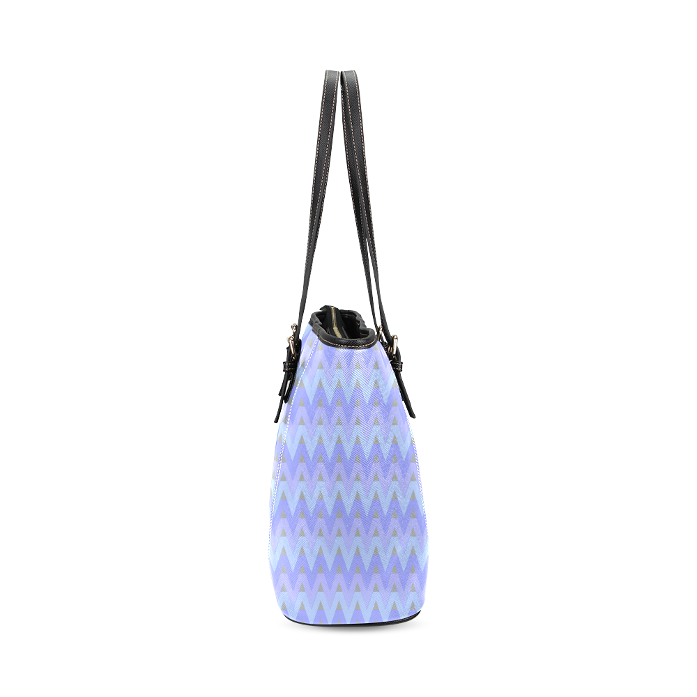 Winter Chevrons Leather Tote Bag/Small (Model 1640)