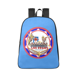 LasVegasIcons Poker Chip - Vegas Sign on Blue Fabric School Backpack (Model 1682) (Large)