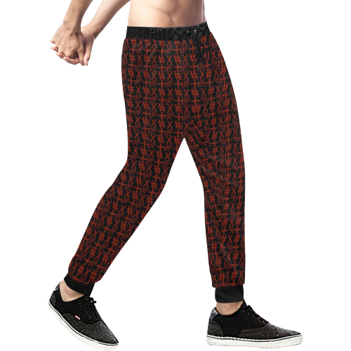 NUMBERS Collection Symbols Red/Black Men's All Over Print Sweatpants (Model L11)