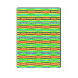 Bright Green Orange Stripes Pattern Abstract Blanket 58"x80"