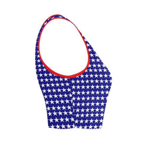 Red and Blue with Stars Women's Crop Top (Model T42)