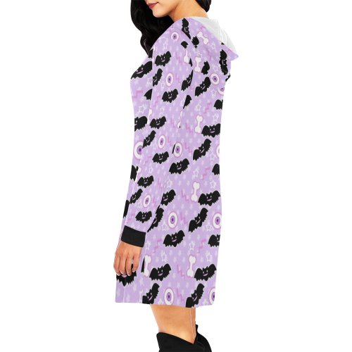 creepycute (purple) All Over Print Hoodie Mini Dress (Model H27)