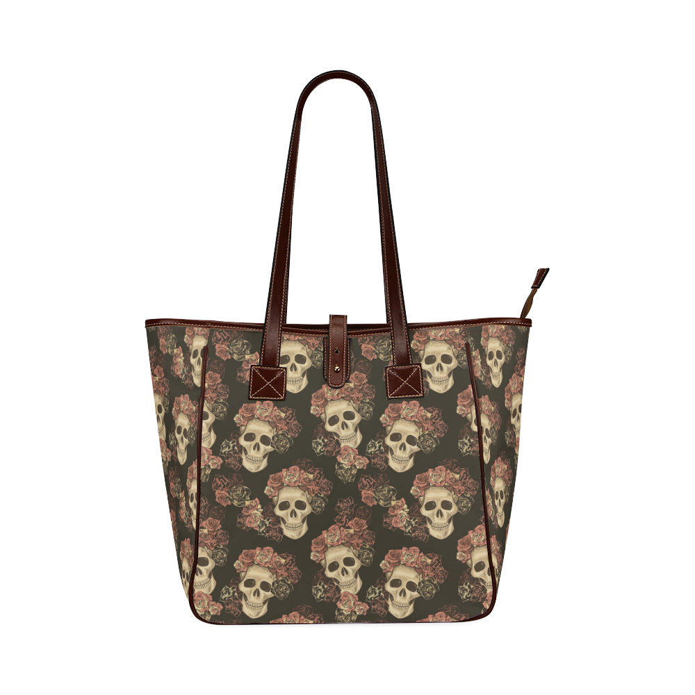 Skull and Rose Pattern Classic Tote Bag (Model 1644)