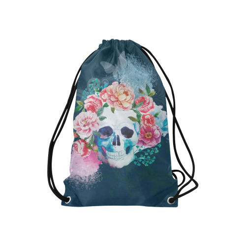 Amazing Hippie Skull Small Drawstring Bag Model 1604 (Twin Sides) 11"(W) * 17.7"(H)