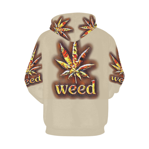 Weed Hoodie Earth Yellow Orange and Brown All Over Print Hoodie for Women (USA Size) (Model H13)