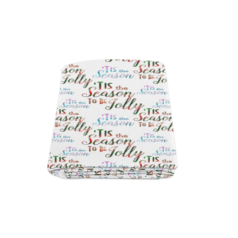 Christmas 'Tis The Season Pattern on White Blanket 58"x80"