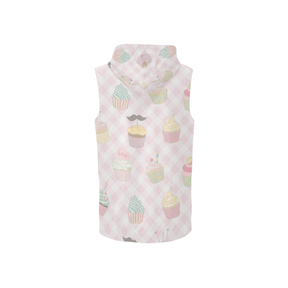 Cupcakes All Over Print Sleeveless Zip Up Hoodie for Women (Model H16)