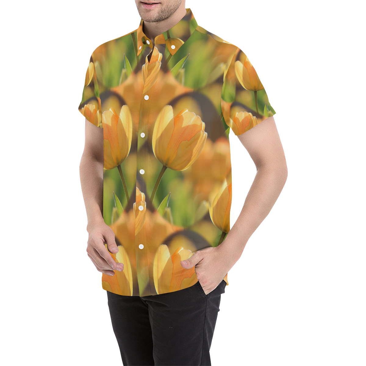 Tulip20170438_by_JAMColors Men's All Over Print Short Sleeve Shirt (Model T53)