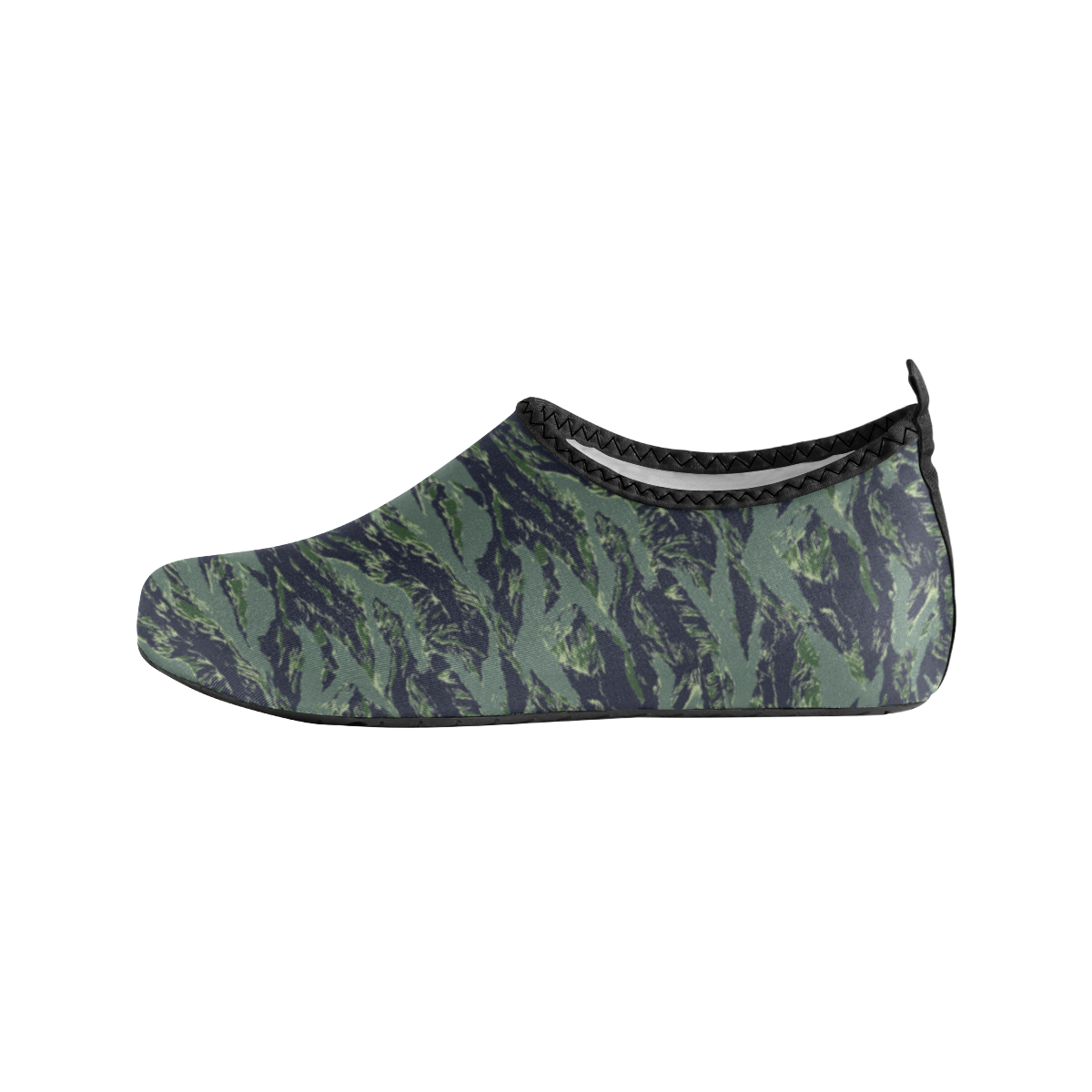 Jungle Tiger Stripe Green Camouflage Men's Slip-On Water Shoes (Model 056)