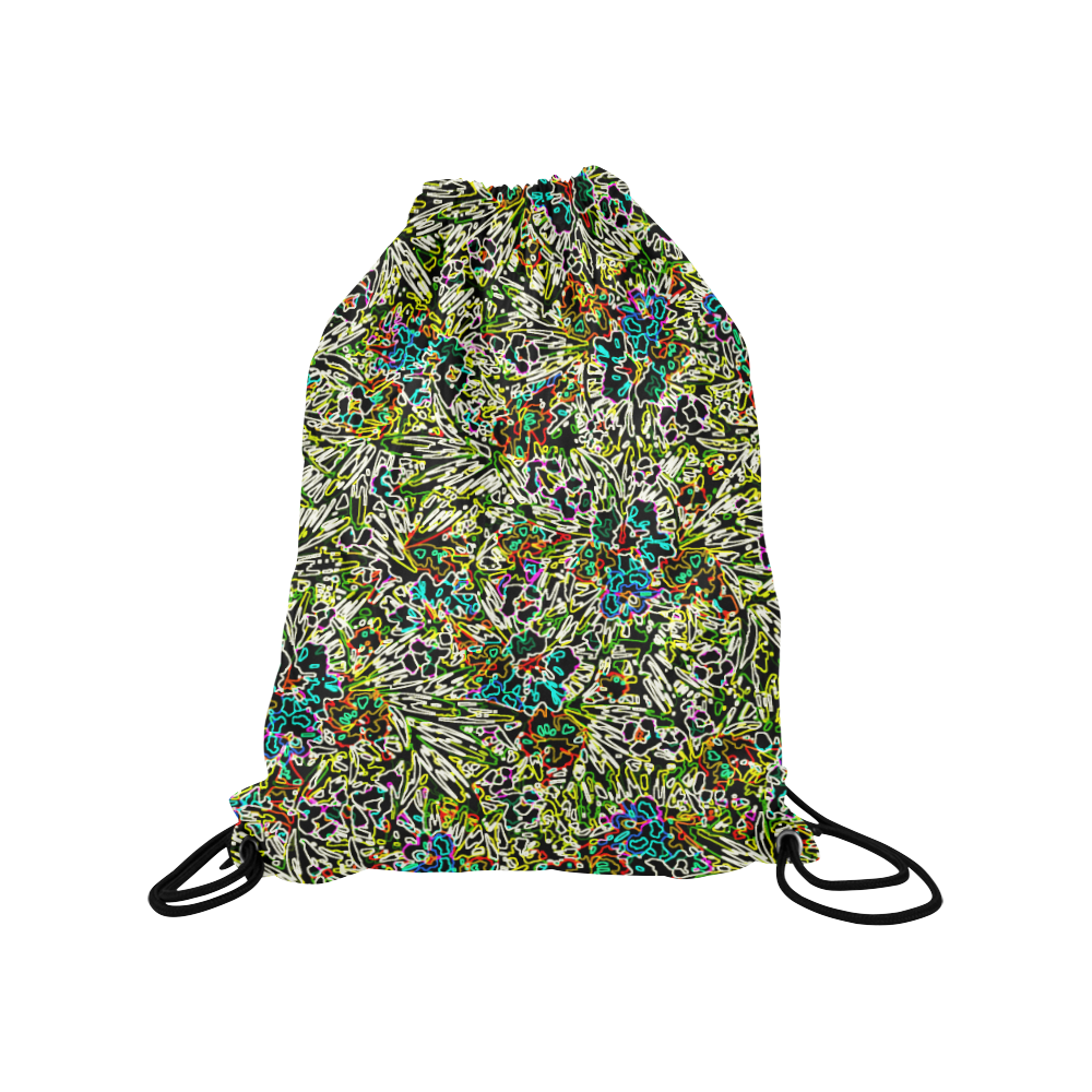 Multicolored Abstract Pattern Medium Drawstring Bag Model 1604 (Twin Sides) 13.8"(W) * 18.1"(H)