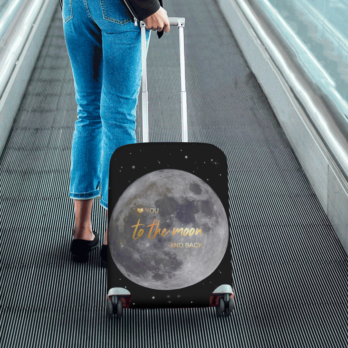 TO THE MOON AND BACK Luggage Cover/Small 18"-21"