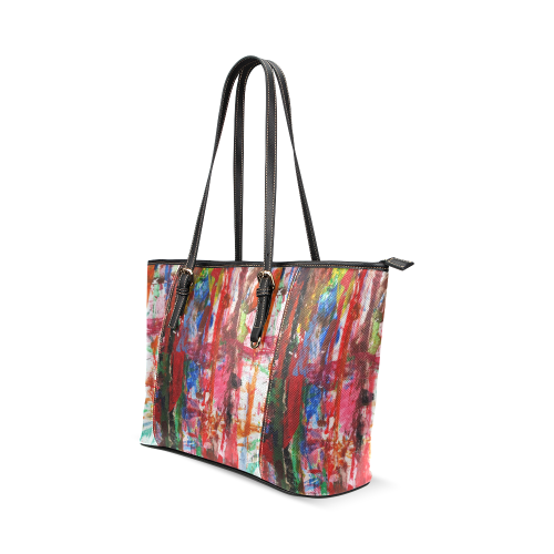 Paint on a white background Leather Tote Bag/Large (Model 1640)
