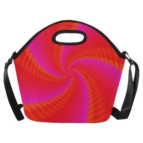 Pink orange spiral Neoprene Lunch Bag/Large (Model 1669)