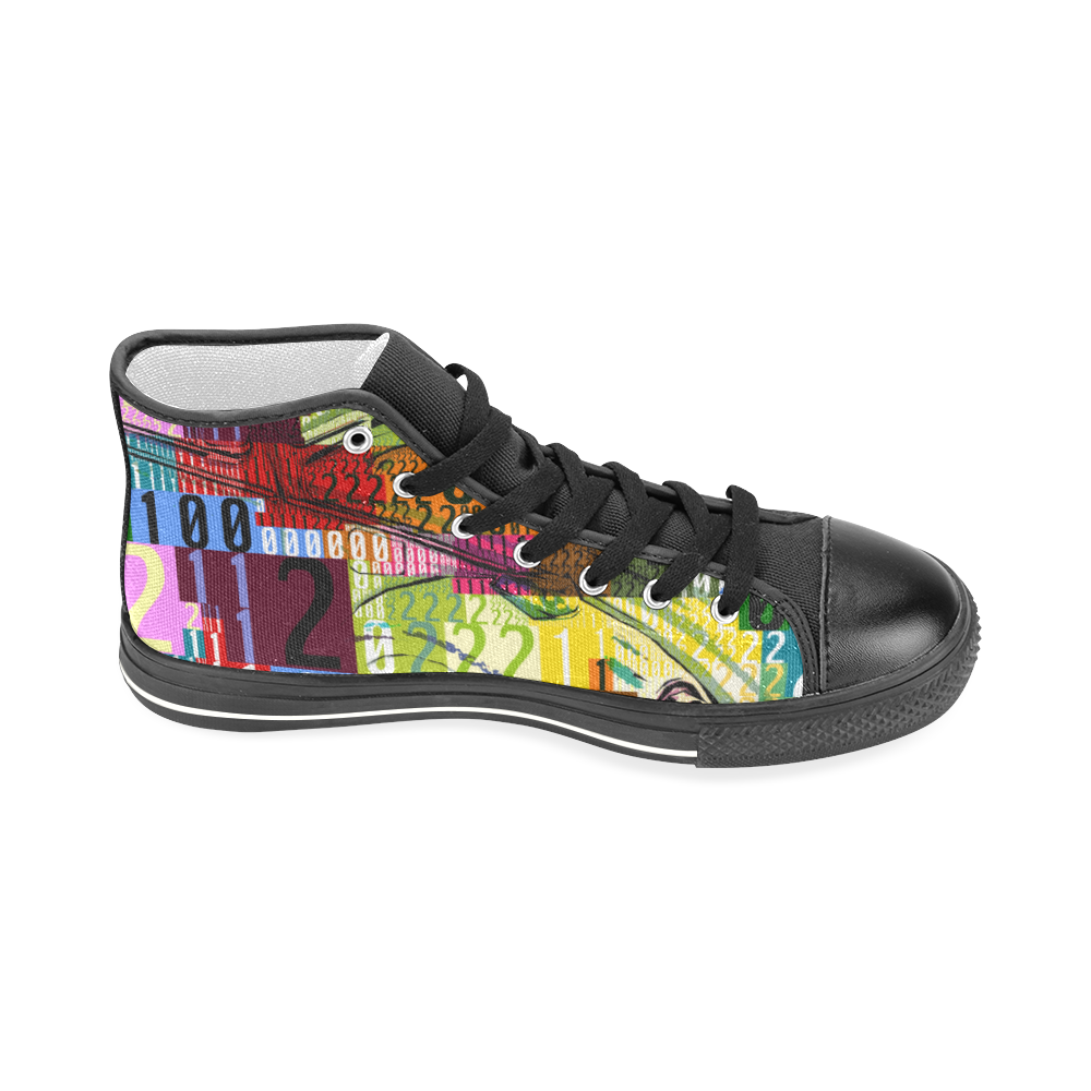 Pop Art Numbers and Vintage Car Men’s Classic High Top Canvas Shoes (Model 017)