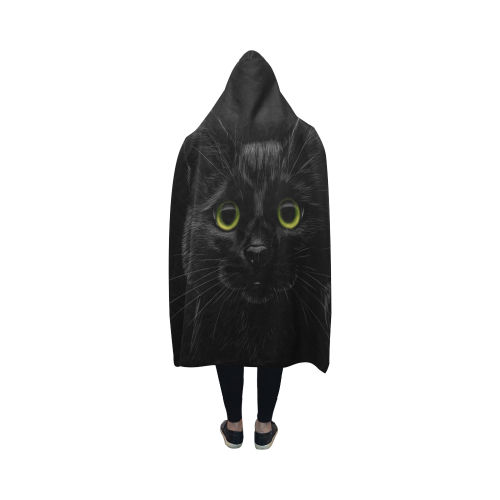 Black Cat Hooded Blanket 50''x40''