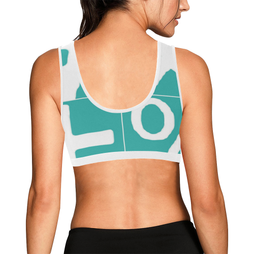 NUMBERS Collection Symbols White/Teal Women's All Over Print Sports Bra (Model T52)