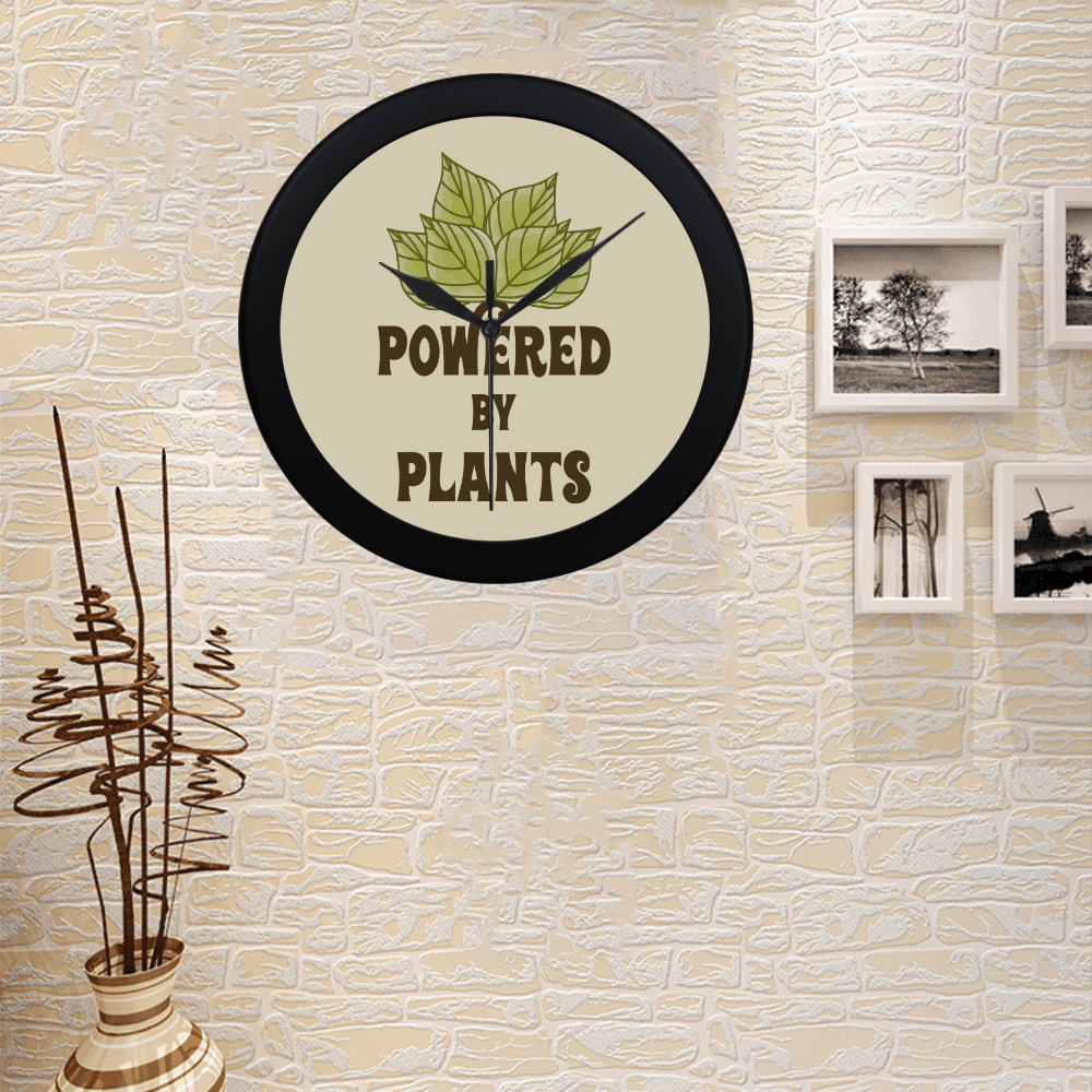 Powered by Plants (vegan) Circular Plastic Wall clock