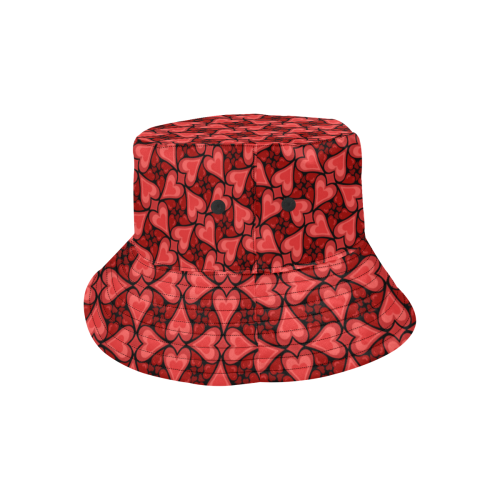 Red Hearts Love Pattern All Over Print Bucket Hat