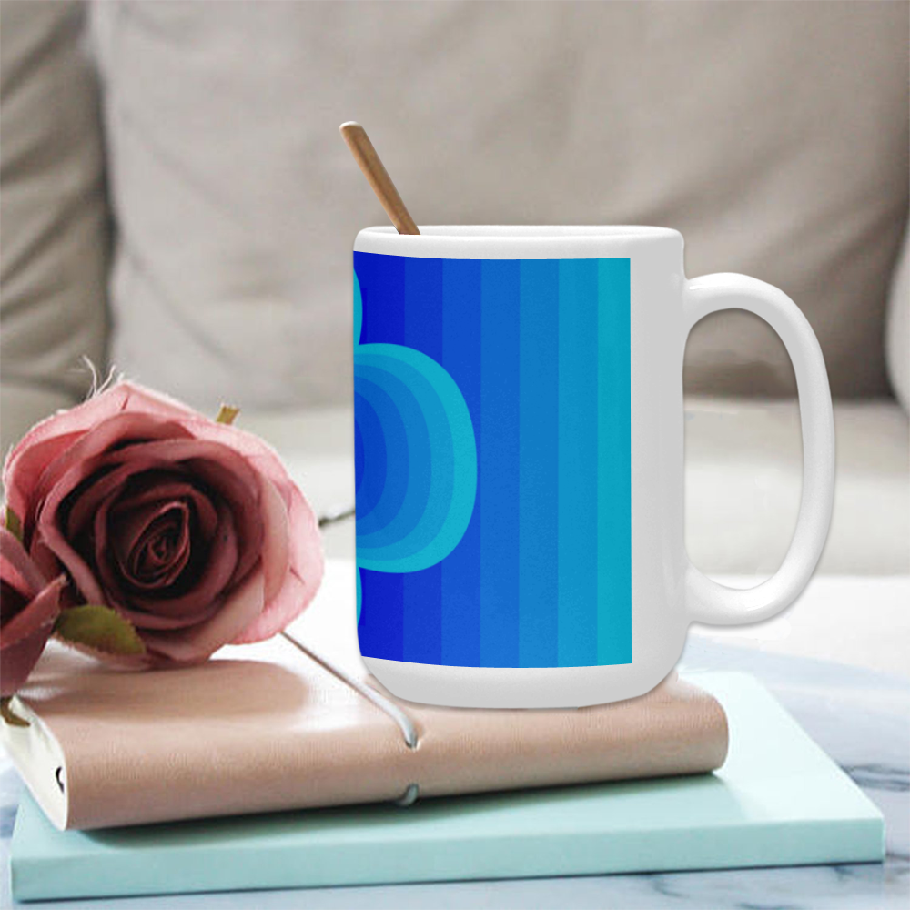 Baby blue flower on baby blue multiple squares Custom Ceramic Mug (15OZ)