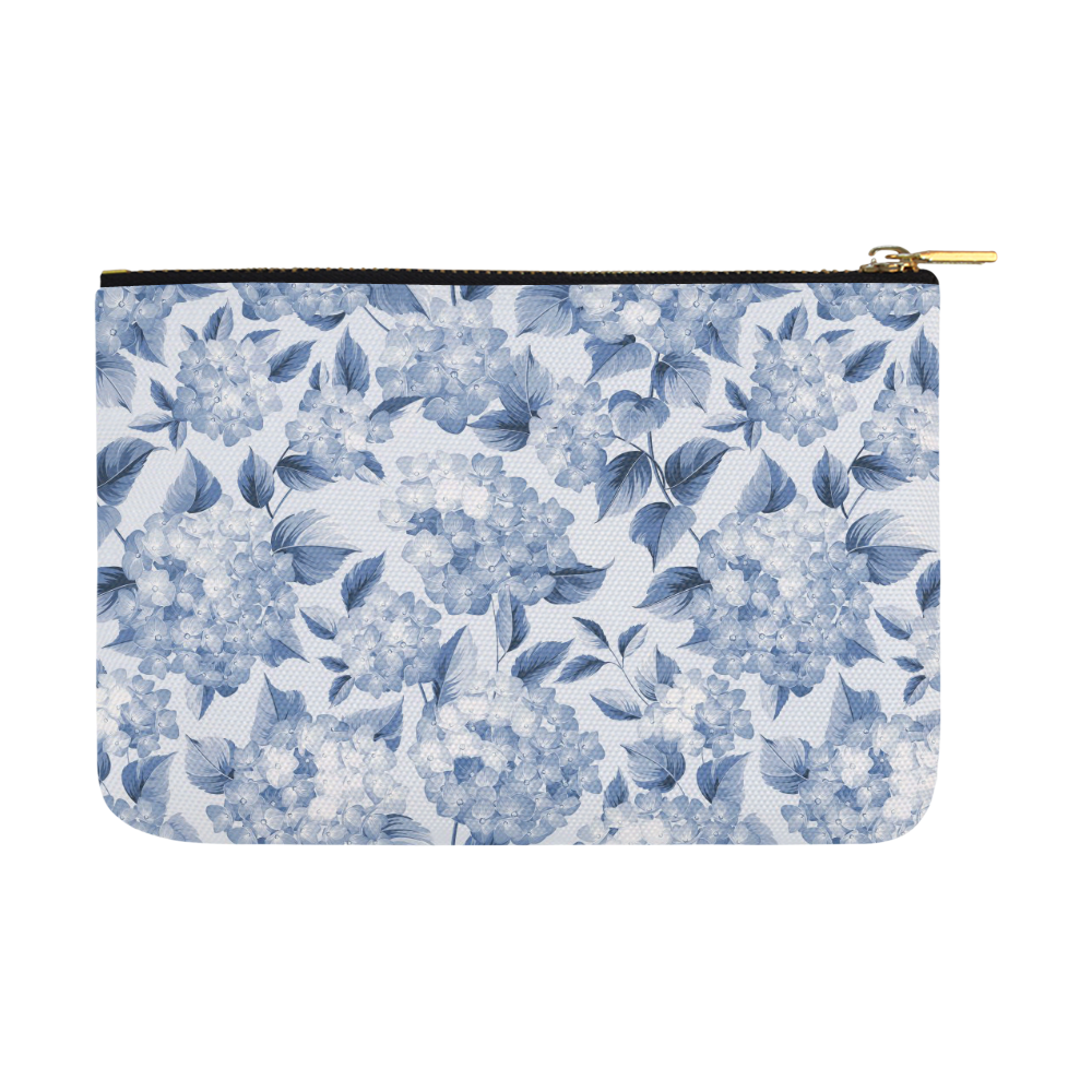 Blue and White Floral Pattern Carry-All Pouch 12.5''x8.5''