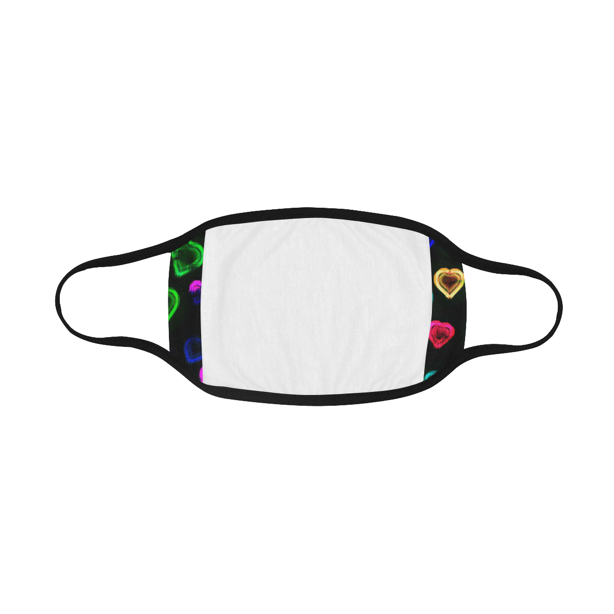 blurry neon hearts Mouth Mask