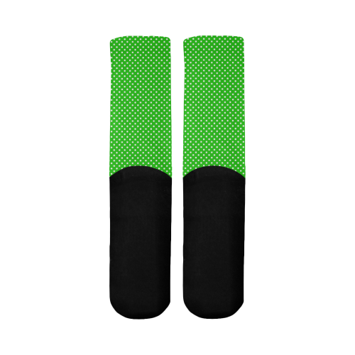 Green polka dots Mid-Calf Socks (Black Sole)