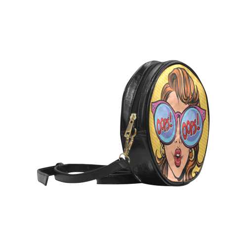 Oops Girl Pop Art Round Sling Bag (Model 1647)