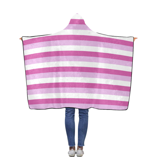 Pink Stripes Flannel Hooded Blanket 40''x50''