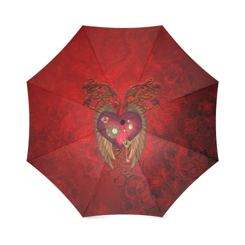 Beautiful heart, wings, clocks and gears Foldable Umbrella (Model U01)
