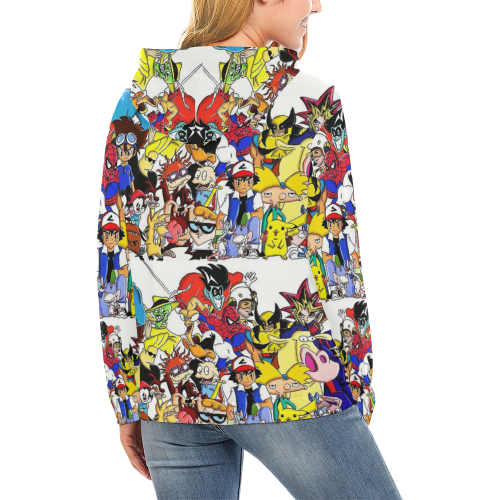 80s All Over Print Hoodie for Women (USA Size) (Model H13)