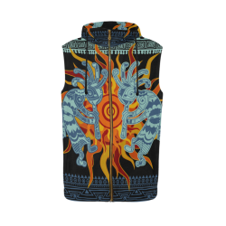 Native American Kokopelli Musicans - Sun Border 1 All Over Print Sleeveless Zip Up Hoodie for Men (Model H16)
