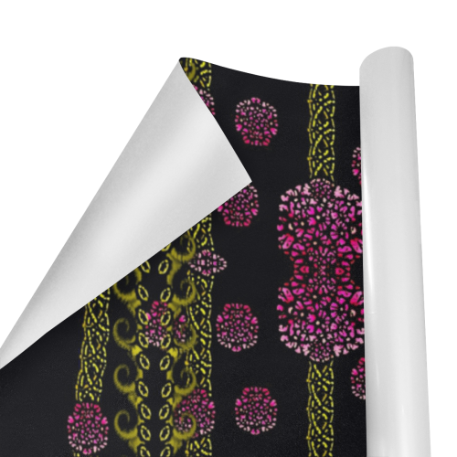 wild flowers on black Gift Wrapping Paper 58"x 23" (3 Rolls)