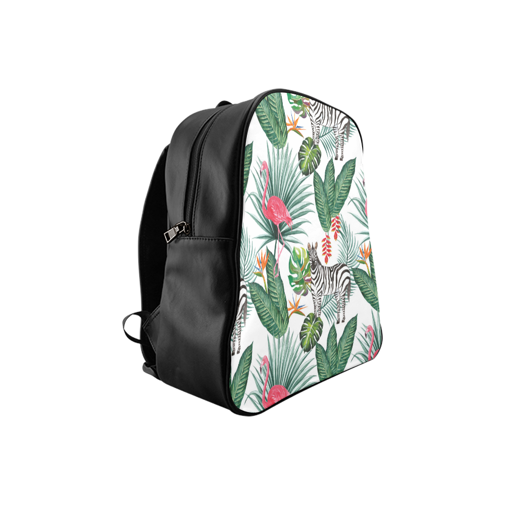 Awesome Flamingo And Zebra School Backpack (Model 1601)(Small)