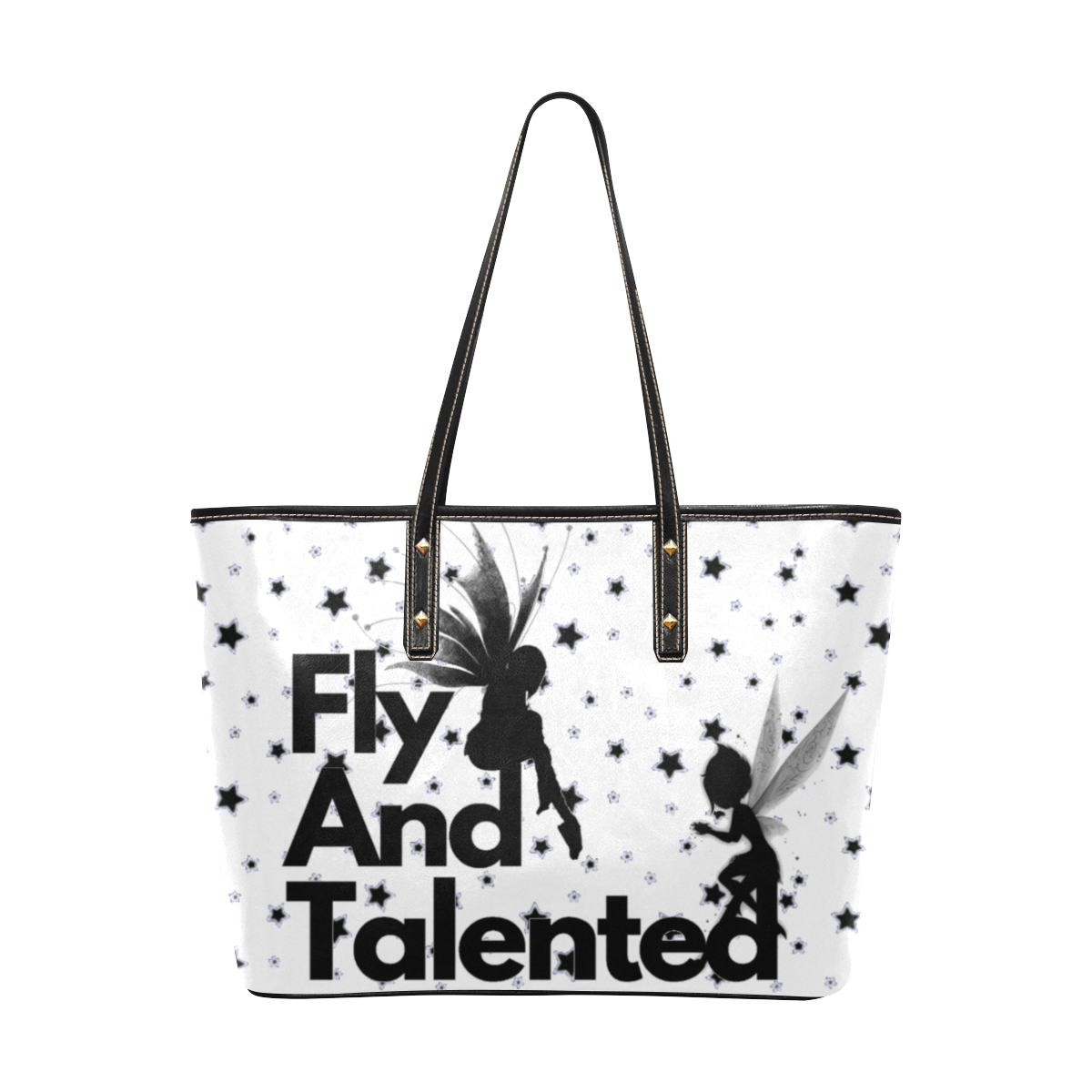 Fly & Talented White Chic Leather Tote Bag (Model 1709)