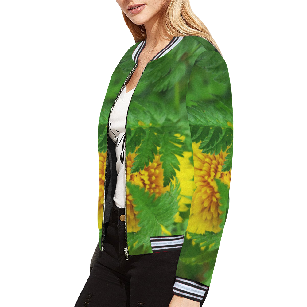 flowerhug All Over Print Bomber Jacket for Women (Model H21)
